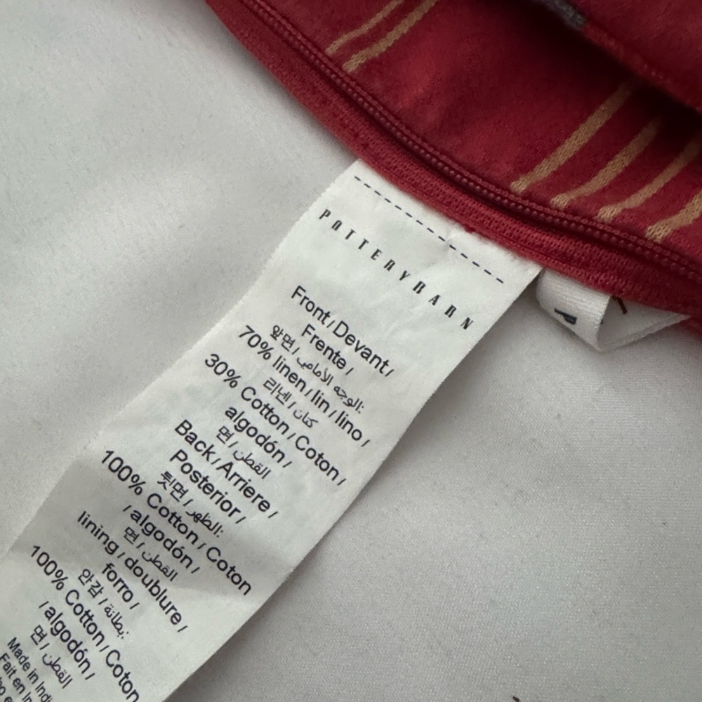 Two Pottery Barn Red and White 24x24 Pillow Covers - Picture 2 of 3